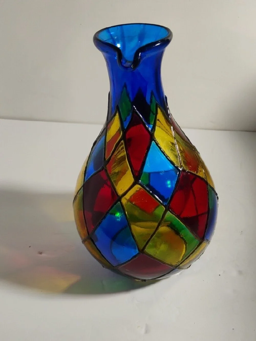 Vidrio Handblown  Glass   Multicolor Wine Cooler Signed Made In Mexico